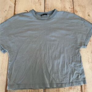 Zara Light Blue/Gray Crew Neck Tee Women’s small